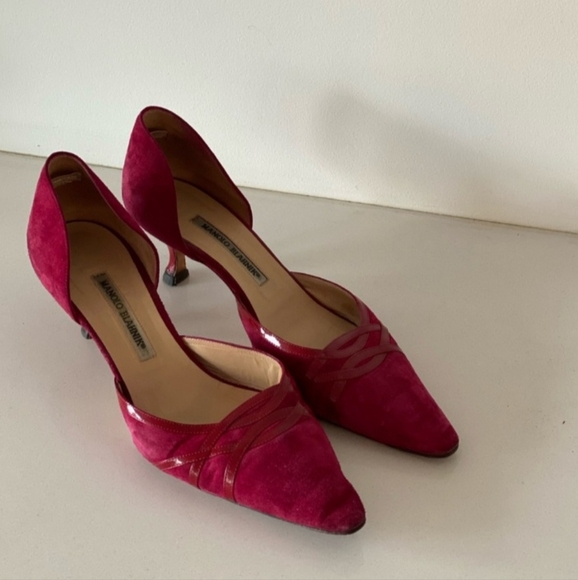 GUC Manolo Blanhik Heels Red Suede Size 10 - Picture 2 of 6